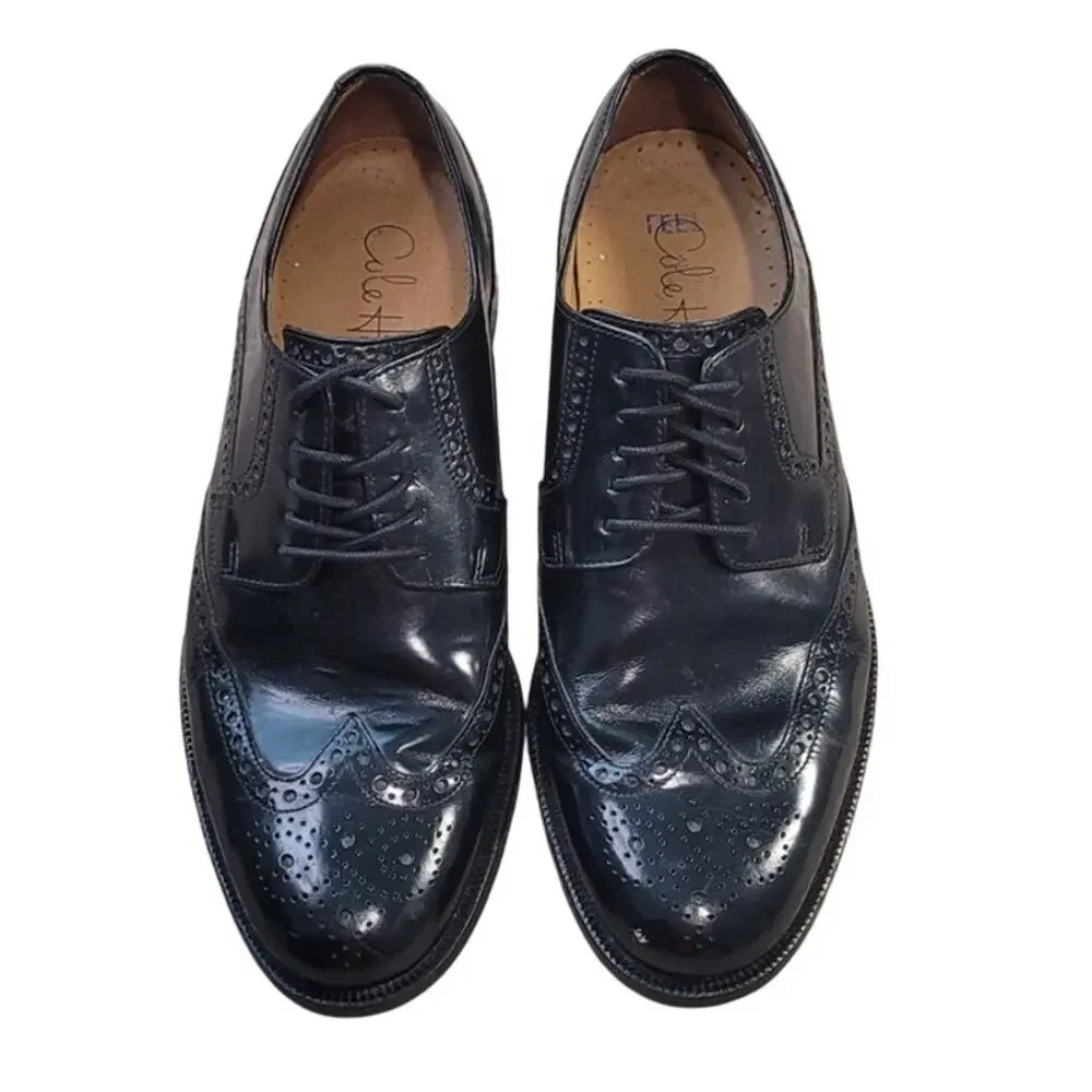 Cole Haan Air Carter Wingtip Black Leather Oxford Shoes 7.5M